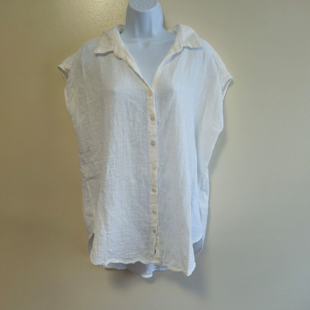 Vici Sleeveless Button Down Collared Top Cottagecore Minimalist Summer Women XL